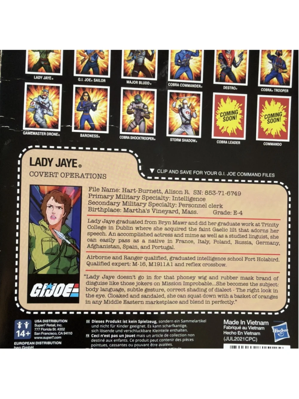 G.I. Joe Super7 ReAction Action Figure Covert Operations Lady Jaye Unpunched